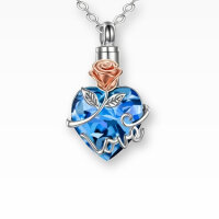 Monello Ascheschmuck Kette mit funkelndem Herzanhänger Rose Love